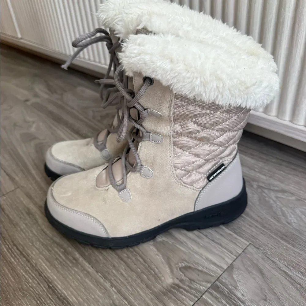 Kamik Waterproof Winter Boots Faux Fur Lined Snow Boots Beige Size 7